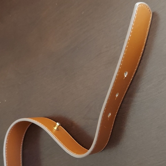 LAUREN Ralph Lauren Brown Faux Leather Belt with Goldtone Ring Detail Size 4 - Picture 10 of 15